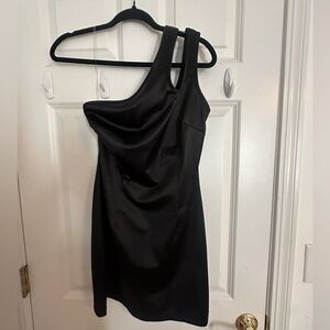 Black one shoulder silk party/homecoming dress